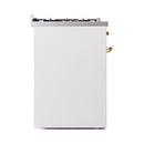 ILVE Nostalgie II 30-Inch Dual Fuel Range with Solid Door in White with Brass Trim (UP30QNMPWHG)