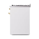 ILVE Nostalgie II 30 inch Propane Gas Range with 5 Sealed Burners with Triple Glass Door in White with Brass Trim