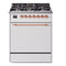 ILVE Nostalgie II 30 inch Propane Gas Range with 5 Sealed Burners with Triple Glass Door in White with Copper Trim