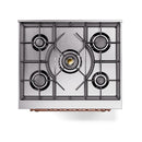 ILVE Nostalgie II 30 inch Propane Gas Range with 5 Sealed Burners with Triple Glass Door in White with Copper Trim