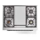 ILVE Nostalgie II 36-Inch Dual Fuel Freestanding Range with Removable Griddle in Blue Grey with Bronze Trim (UP36FNMPBGB)