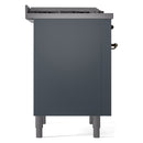 ILVE Nostalgie II 36-Inch Dual Fuel Freestanding Range with Removable Griddle in Blue Grey with Bronze Trim (UP36FNMPBGB)