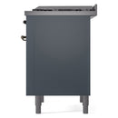 ILVE Nostalgie II 36-Inch Dual Fuel Freestanding Range with Removable Griddle in Blue Grey with Bronze Trim (UP36FNMPBGB)