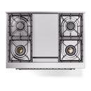 ILVE Nostalgie II 36-Inch Dual Fuel Freestanding Range with Removable Griddle in Blue Grey with Chrome Trim (UP36FNMPBGC)