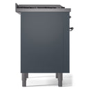 ILVE Nostalgie II 36-Inch Dual Fuel Freestanding Range with Removable Griddle in Blue Grey with Chrome Trim (UP36FNMPBGC)
