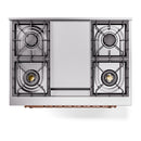 ILVE Nostalgie II 36-Inch Dual Fuel Freestanding Range with Removable Griddle in Blue Grey with Copper Trim (UP36FNMPBGP)