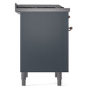ILVE Nostalgie II 36-Inch Dual Fuel Freestanding Range with Removable Griddle in Blue Grey with Copper Trim (UP36FNMPBGP)