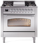 ILVE Nostalgie II 36-Inch Dual Fuel Freestanding Range with Removable Griddle in Stainless Steel with Chrome Trim (UP36FNMPSSC)