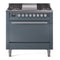 ILVE Professional Plus II 36-Inch 3.5 Cu. Ft. Dual Fuel Range with 6 Burners and Solid Door Oven in Blue Grey (UP36FQMPBG)