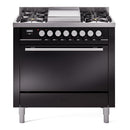 ILVE Professional Plus II 36-Inch 3.5 Cu. Ft. Dual Fuel Range with 6 Burners and Solid Door in Glossy Black (UP36FQMPBK)