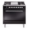 ILVE Professional Plus II 36-Inch 3.5 Cu. Ft. Dual Fuel Range with 6 Burners and Solid Door in Glossy Black (UP36FQMPBK)