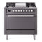 ILVE Professional Plus II 36-Inch 3.5 Cu. Ft. Propane Gas Dual Fuel Range with 6 Burners and Solid Door in Graphite Matte (UP36FQMPMGLP)