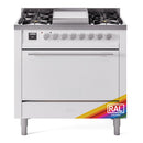 ILVE Professional Plus II 36-Inch 3.5 Cu. Ft. Propane Gas Dual Fuel Range with 6 Burners and Solid Door in RAL (UP36FQMPRALP)