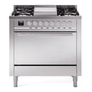 ILVE Professional Plus II 36-Inch 3.5 Cu. Ft. Dual Fuel Range with 6 Burners and Solid Door Oven in Stainless Steel (UP36FQMPSS)
