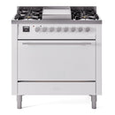 ILVE Professional Plus II 36-Inch 3.5 Cu. Ft. Dual Fuel Range with 6 Burners and Solid Door Oven in White (UP36FQMPWH)