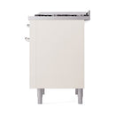 ILVE Nostalgie II 36 inch Propane Gas Range with 6 Sealed Burners, Griddle with Triple Glass Door in Antique White with Chrome Trim