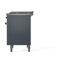 ILVE Nostalgie II 36 inch Propane Gas Range with 6 Sealed Burners, Griddle with Triple Glass Door in Blue Grey with Burnished Trim