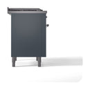 ILVE 36-Inch Nostalgie II Dual Fuel Range with 6 Burners and Solid Door Oven in Blue Grey with Chrome Trim (UP36FQNMPBGC)