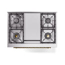 ILVE 36-Inch Nostalgie II Dual Fuel Range with 6 Burners and Solid Door Oven in Blue Grey with Brass Trim (UP36FQNMPBGG)