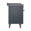 ILVE 36-Inch Nostalgie II Dual Fuel Range with 6 Burners and Solid Door Oven in Blue Grey with Copper Trim (UP36FQNMPBGP)
