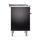 ILVE Nostalgie II 36 inch Propane Gas Range with 6 Sealed Burners, Griddle with Triple Glass Door in Glossy Black with Chrome Trim