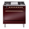 ILVE 36-Inch Nostalgie II Dual Fuel Range with 6 Burners and Solid Door Oven in Burgundy with Copper Trim (UP36FQNMPBUP)