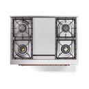 ILVE Nostalgie II 36 inch Propane Gas Range with 6 Sealed Burners, Griddle with Triple Glass Door in Burgundy with Copper Trim