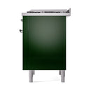 ILVE Nostalgie II 36 inch Propane Gas Range with 6 Sealed Burners, Griddle with Triple Glass Door in Emerald Green with Chrome Trim