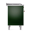ILVE Nostalgie II 36 inch Propane Gas Range with 6 Sealed Burners, Griddle with Triple Glass Door in Emerald Green with Copper Trim