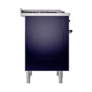 ILVE Nostalgie II 36 inch Propane Gas Range with 6 Sealed Burners, Griddle with Triple Glass Door in Midnight Blue with Burnished Trim