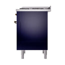 ILVE 36-Inch Nostalgie II Dual Fuel Range with 6 Burners and Solid Door Oven in Midnight Blue with Bronze Trim (UP36FQNMPMBB)