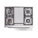 ILVE Nostalgie II 36 inch Propane Gas Range with 6 Sealed Burners, Griddle with Triple Glass Door in Midnight Blue with Chrome Trim