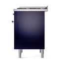 ILVE 36-Inch Nostalgie II Dual Fuel Range with 6 Burners and Solid Door Oven in Midnight Blue with Chrome Trim (UP36FQNMPMBC)