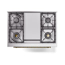 ILVE 36-Inch Nostalgie II Dual Fuel Range with 6 Burners and Solid Door Oven in Midnight Blue with Brass Trim (UP36FQNMPMBG)