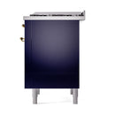 ILVE Nostalgie II 36 inch Propane Gas Range with 6 Sealed Burners, Griddle with Triple Glass Door in Midnight Blue with Brass Trim