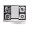 ILVE Nostalgie II 36 inch Propane Gas Range with 6 Sealed Burners, Griddle with Triple Glass Door in Midnight Blue with Copper Trim