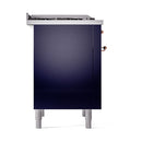 ILVE 36-Inch Nostalgie II Dual Fuel Range with 6 Burners and Solid Door Oven in Midnight Blue with Copper Trim (UP36FQNMPMBP)