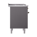 ILVE Nostalgie II 36 inch Propane Gas Range with 6 Sealed Burners, Griddle with Triple Glass Door in Graphite Matte with Burnished Trim