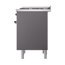 ILVE Nostalgie II 36 inch Propane Gas Range with 6 Sealed Burners, Griddle with Triple Glass Door in Graphite Matte with Burnished Trim