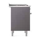 ILVE 36-Inch Nostalgie II Dual Fuel Range with 6 Burners and Solid Door Oven in Matte Graphite with Chrome Trim (UP36FQNMPMGC)