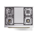 ILVE Nostalgie II 36 inch Propane Gas Range with 6 Sealed Burners, Griddle with Triple Glass Door in Graphite Matte with Brass Trim