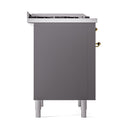 ILVE 36-Inch Nostalgie II Dual Fuel Range with 6 Burners and Solid Door Oven in Matte Graphite with Brass Trim (UP36FQNMPMGG)