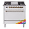 ILVE Nostalgie II 36 inch Propane Gas Range with 6 Sealed Burners, Griddle with Triple Glass Door in RAL with Burnished Trim