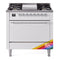 ILVE Nostalgie II 36 inch Propane Gas Range with 6 Sealed Burners, Griddle with Triple Glass Door in RAL with Chrome Trim