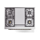 ILVE Nostalgie II 36 inch Propane Gas Range with 6 Sealed Burners, Griddle with Triple Glass Door in Stainless Steel with Burnished Trim