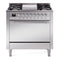ILVE Nostalgie II 36 inch Propane Gas Range with 6 Sealed Burners, Griddle with Triple Glass Door in Stainless Steel with Chrome Trim