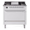 ILVE Nostalgie II 36 inch Propane Gas Range with 6 Sealed Burners, Griddle with Triple Glass Door in White with Chrome Trim