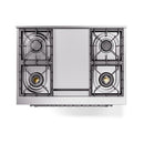 ILVE Nostalgie II 36 inch Propane Gas Range with 6 Sealed Burners, Griddle with Triple Glass Door in White with Chrome Trim