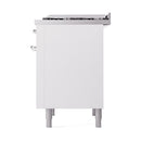 ILVE Nostalgie II 36 inch Propane Gas Range with 6 Sealed Burners, Griddle with Triple Glass Door in White with Chrome Trim