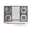 ILVE Nostalgie II 36 inch Propane Gas Range with 6 Sealed Burners, Griddle with Triple Glass Door in White with Copper Trim